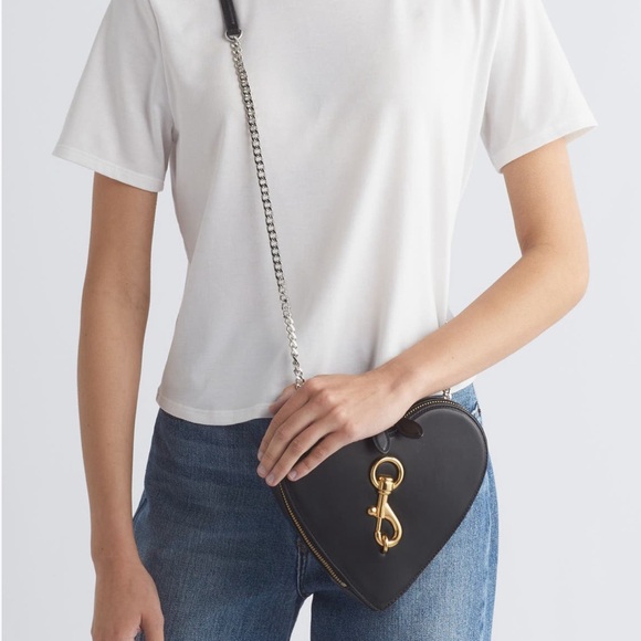 Rebecca Minkoff Heart Crossbody Bag Black Gold Silver - Picture 13 of 16
